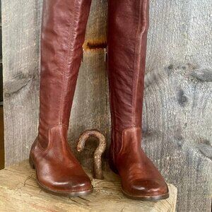 FRYE Sz 7.5B Shirley Over The Knee Engineer Equestrian Boot Cognac Brown